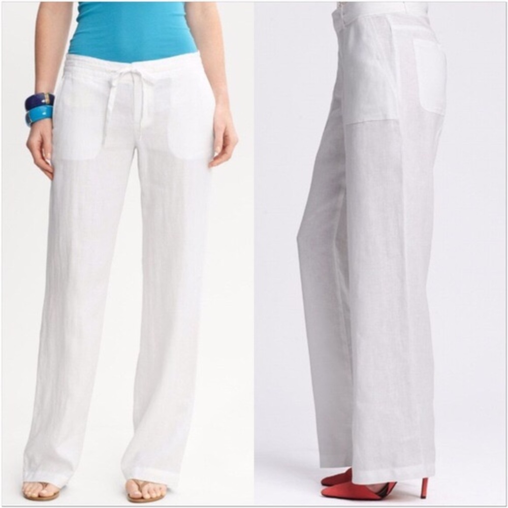 BANANNA REPUBLIC - white tie linen pant
